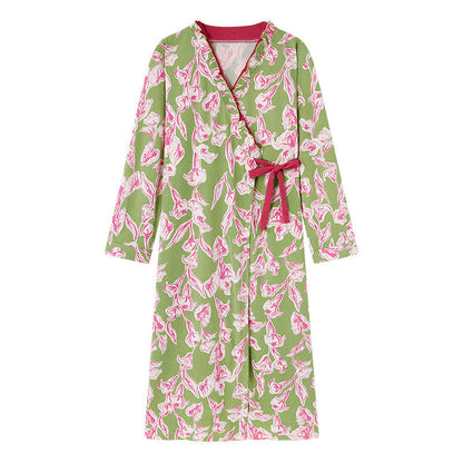 Chemise de nuit kimono artistique à fleurs et à volants - image 4
