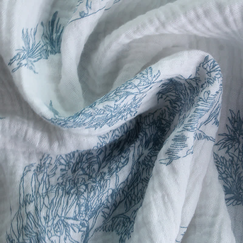 Ensemble de vêtements d'intérieur avec col à volants et motif paysage - image 4