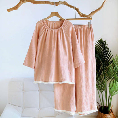 Ensemble de vêtements d'intérieur minimalistes unis en coton - Rose - XL - image 5