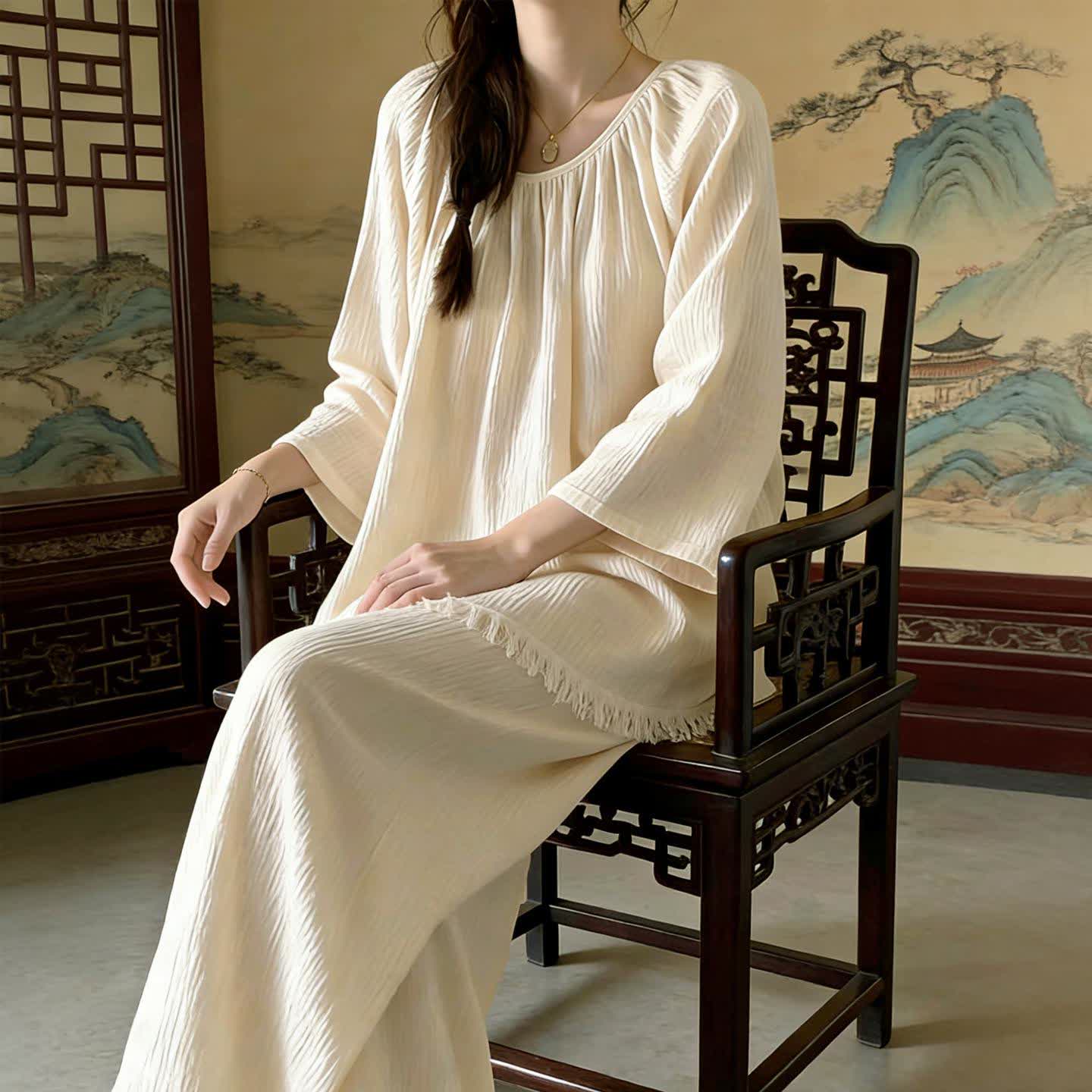 Ensemble de vêtements d'intérieur minimalistes unis en coton - image 1