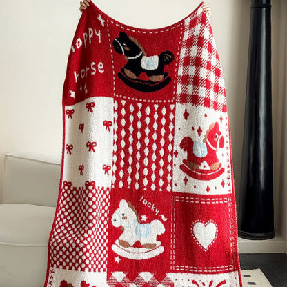 plaid patchwork rouge et blanc festif - image 4