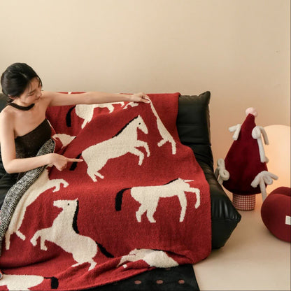 plaid à motif équestre artistique - 130 cm x 170 cm - image 0