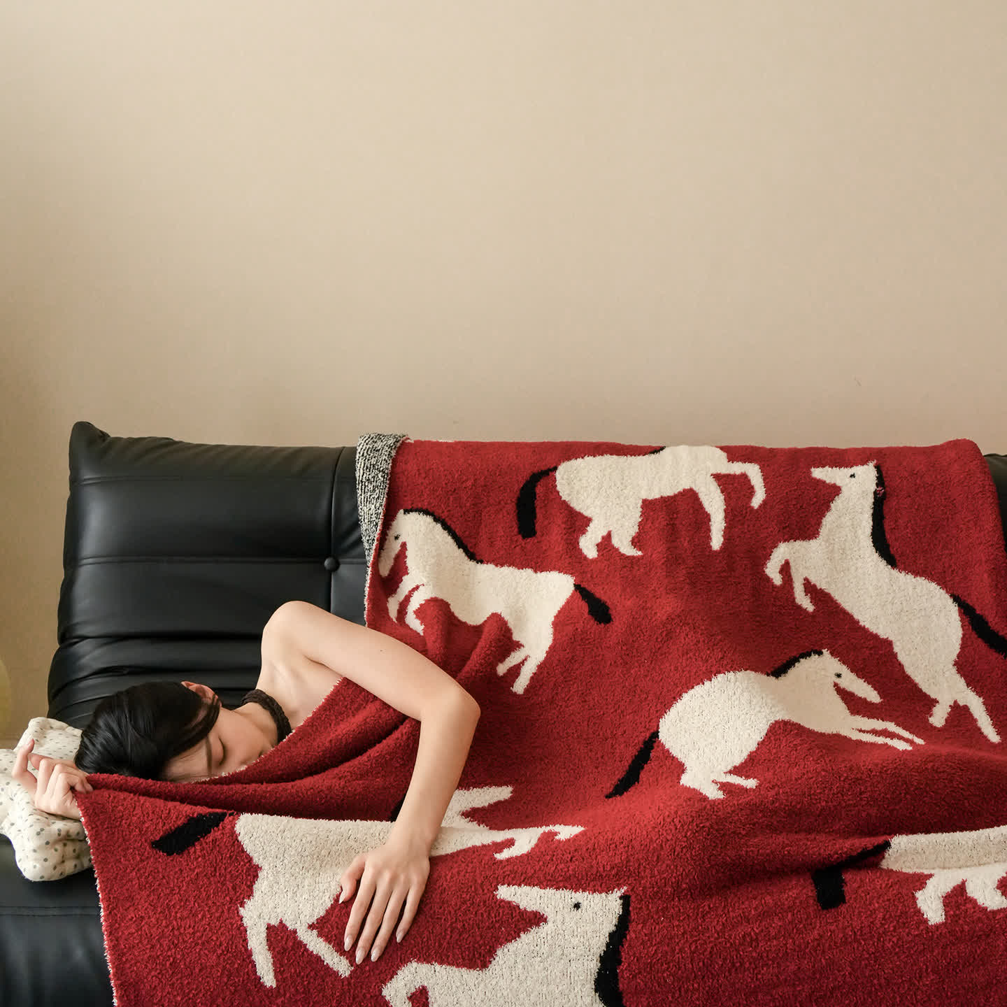 plaid à motif équestre artistique - image 4
