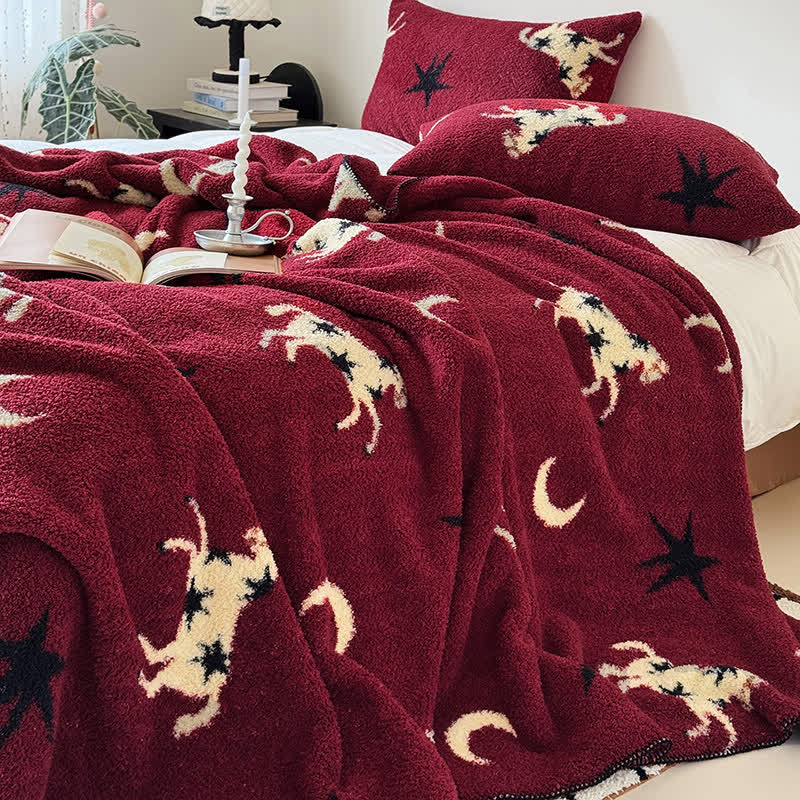 Couverture tricotée festive pour l'Année du Cheval - 200 cm x 230 cm - image 0