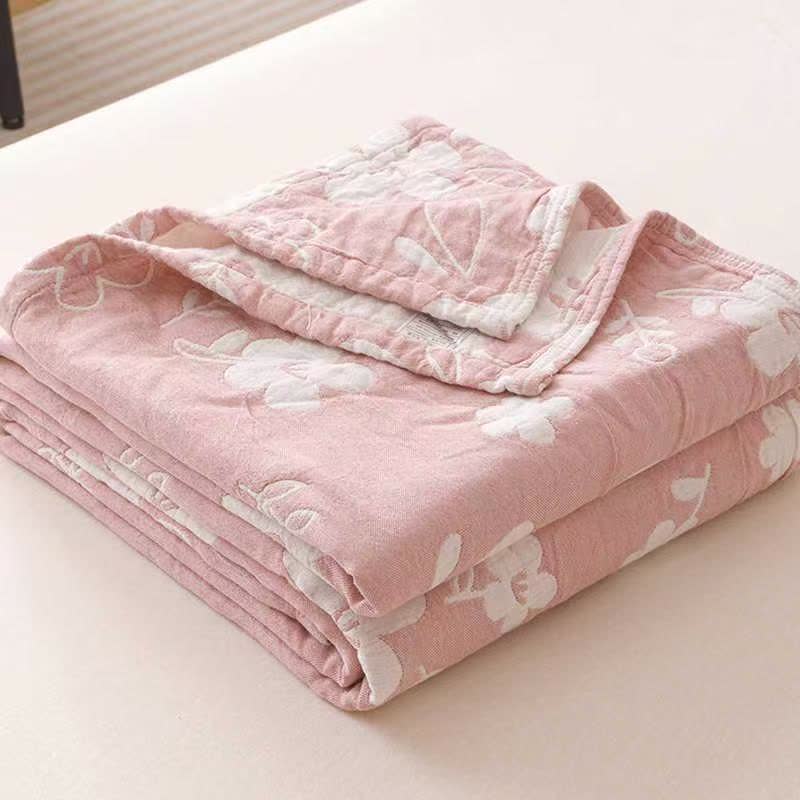 Couette élégante en gaze de coton à trois épaisseurs avec motif jacquard floral - image 2