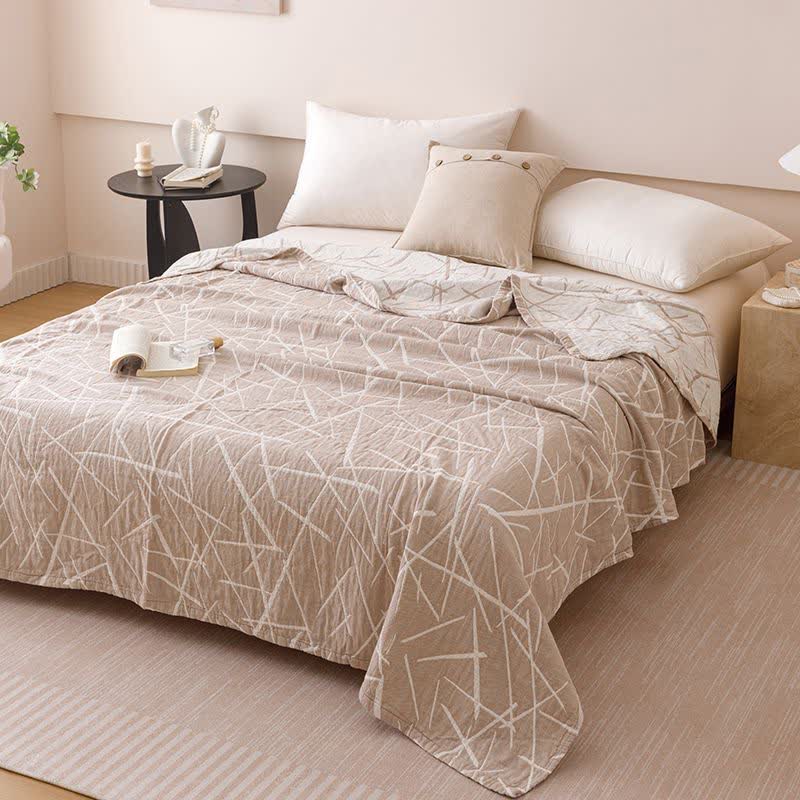 courtepointe moderne en gaze de coton jacquard à motifs géométriques. - chameau - 200 cm x 230 cm - image 5