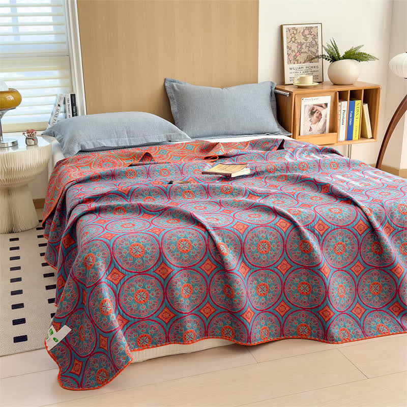 Couverture matelassée vintage composée de trois couches de gaze de coton de style bohème - image 1