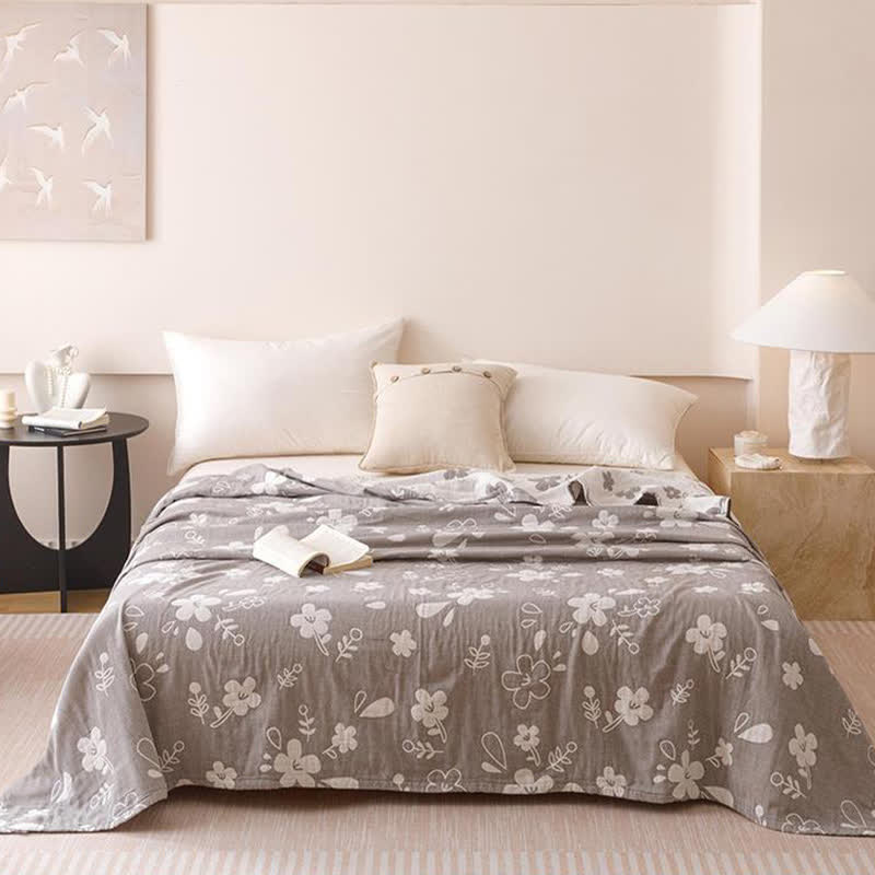 Couette élégante en gaze de coton à trois épaisseurs avec motif jacquard floral - image 4