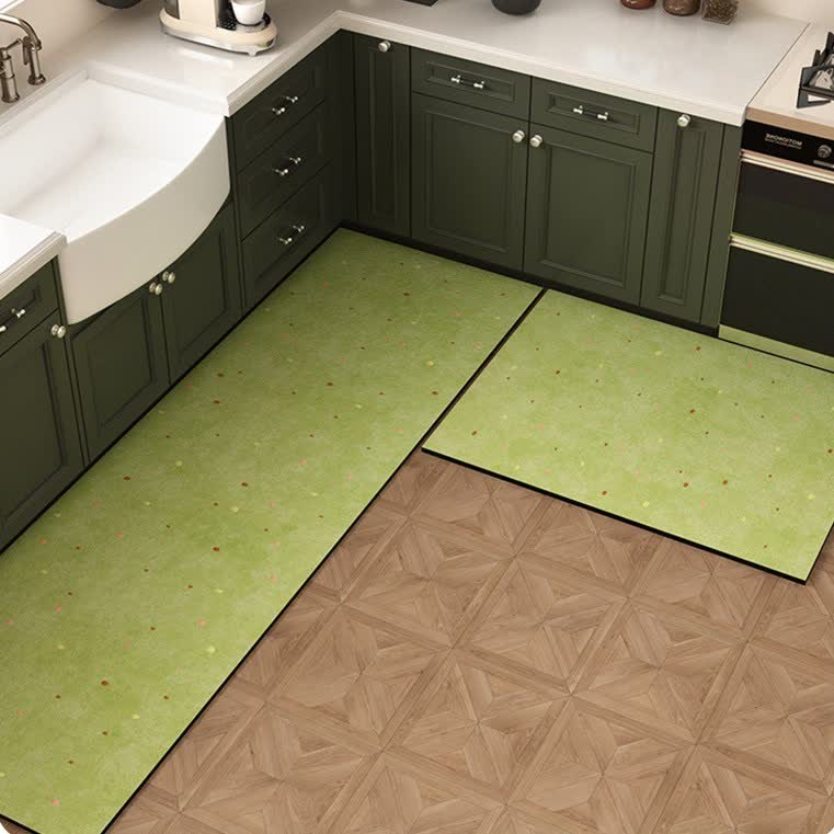 Tapis de cuisine à motif à pois minimaliste en terre de diatomées - 60 cm x 90 cm + 60 cm x 180 cm - image 0
