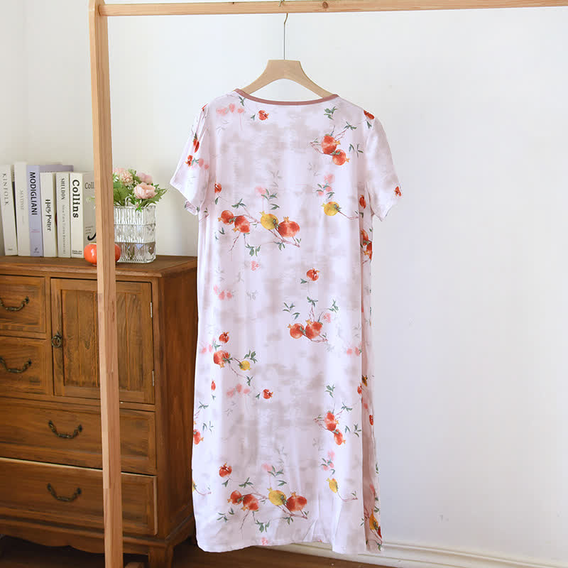 Chemise de nuit de style oriental à motif de grenade et à manches courtes - image 2