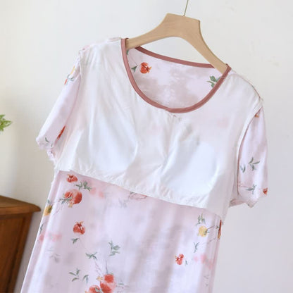 Chemise de nuit de style oriental à motif de grenade et à manches courtes - image 6