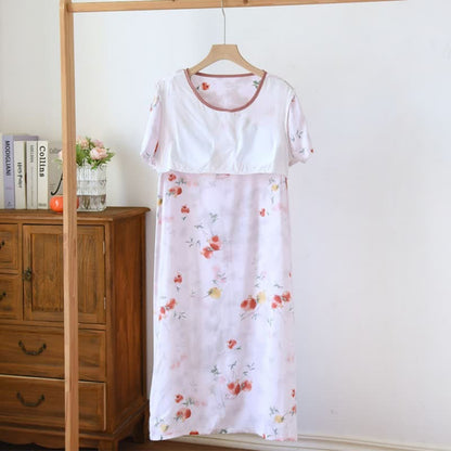 Chemise de nuit de style oriental à motif de grenade et à manches courtes - image 3