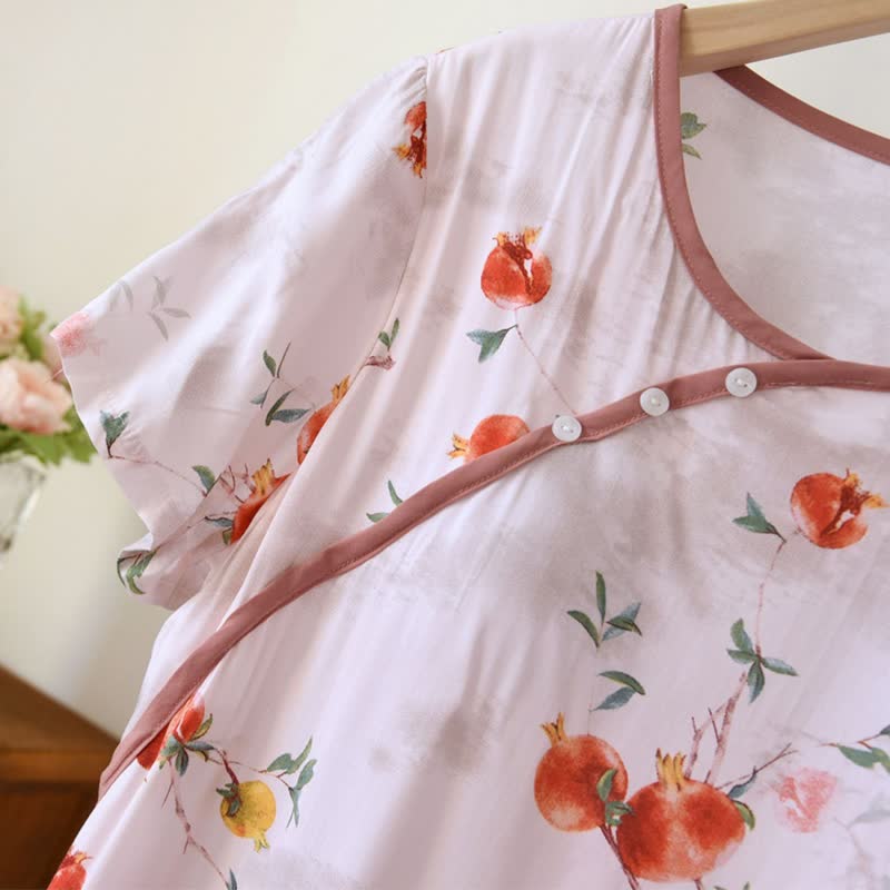 Chemise de nuit de style oriental à motif de grenade et à manches courtes - image 5