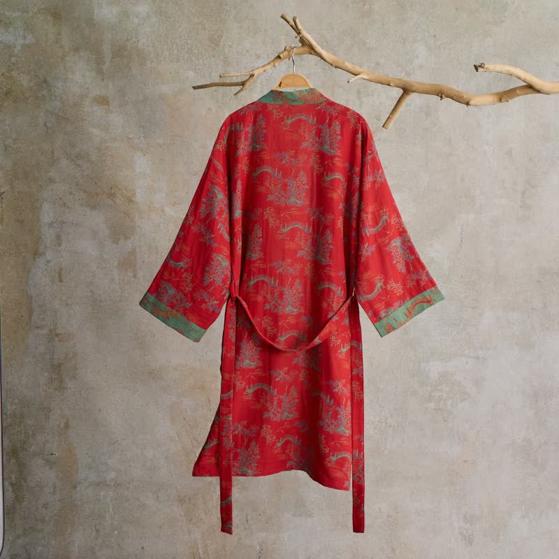Peignoir kimono en coton Oriental Bridge & Tree - image 2