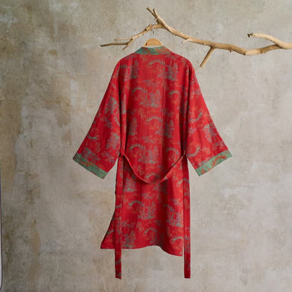 Peignoir kimono en coton Oriental Bridge & Tree - image 2