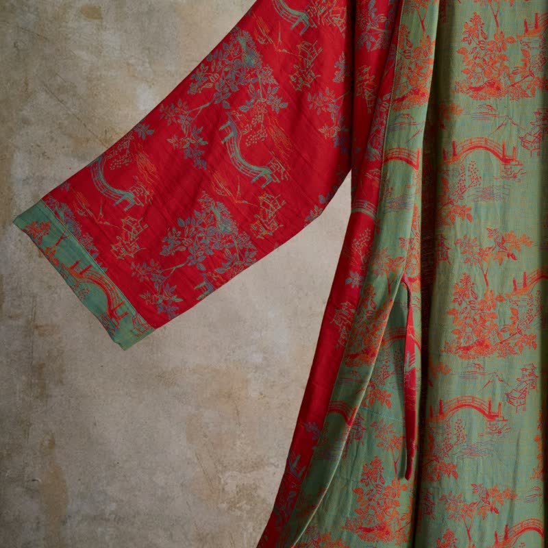Peignoir kimono en coton Oriental Bridge & Tree - image 4
