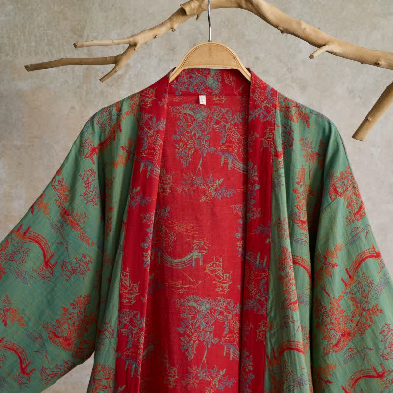 Peignoir kimono en coton Oriental Bridge & Tree - image 10