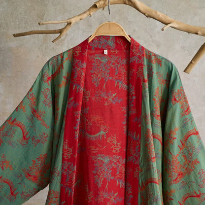 Peignoir kimono en coton Oriental Bridge & Tree - image 10