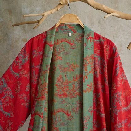 Peignoir kimono en coton Oriental Bridge & Tree - image 3