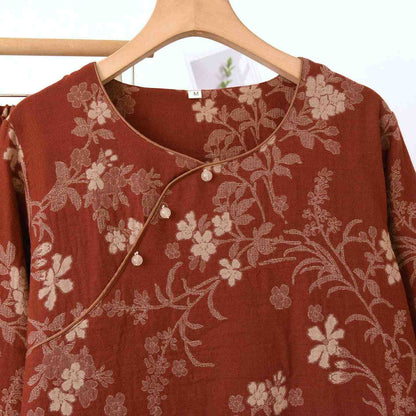 Pyjama en gaze de coton à motif jacquard de fleurs de prunier - image 5