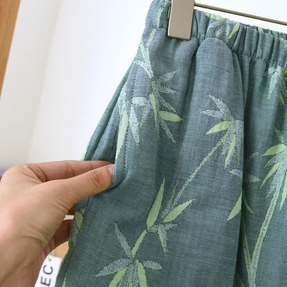 Pyjama en gaze de coton jacquard de bambou vert - image 10