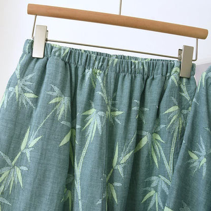 Pyjama en gaze de coton jacquard de bambou vert - image 9