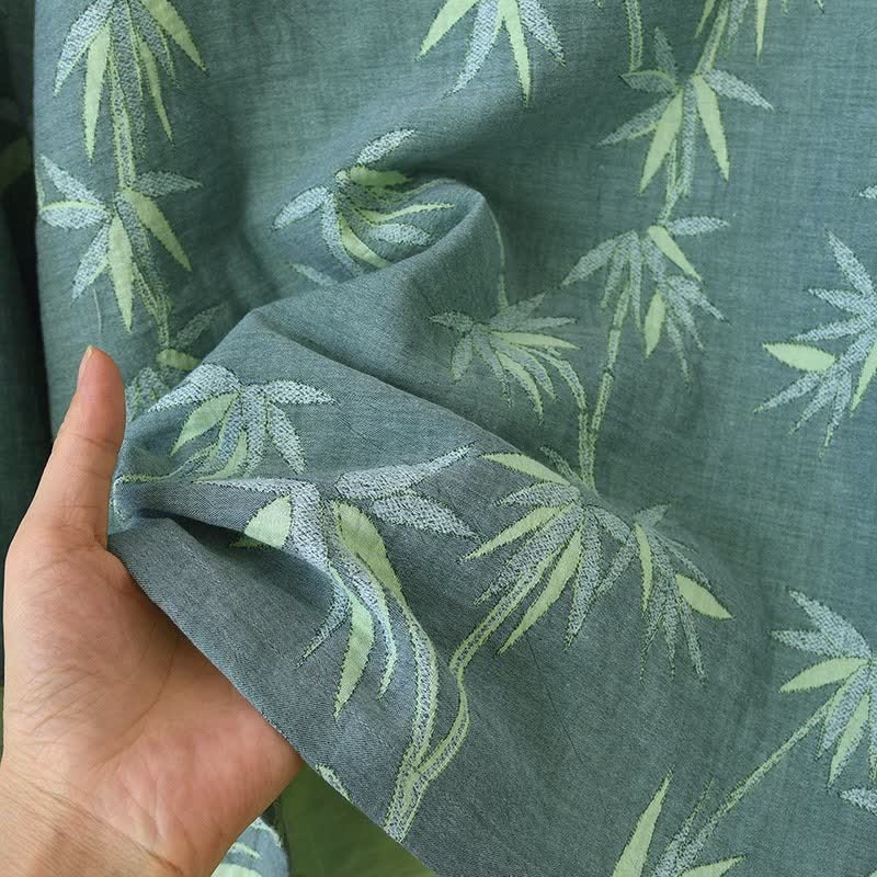 Pyjama en gaze de coton jacquard de bambou vert - image 12