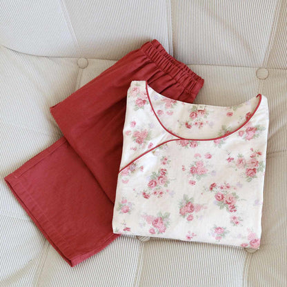 Pyjama romantique à roses en gaze de coton - image 1
