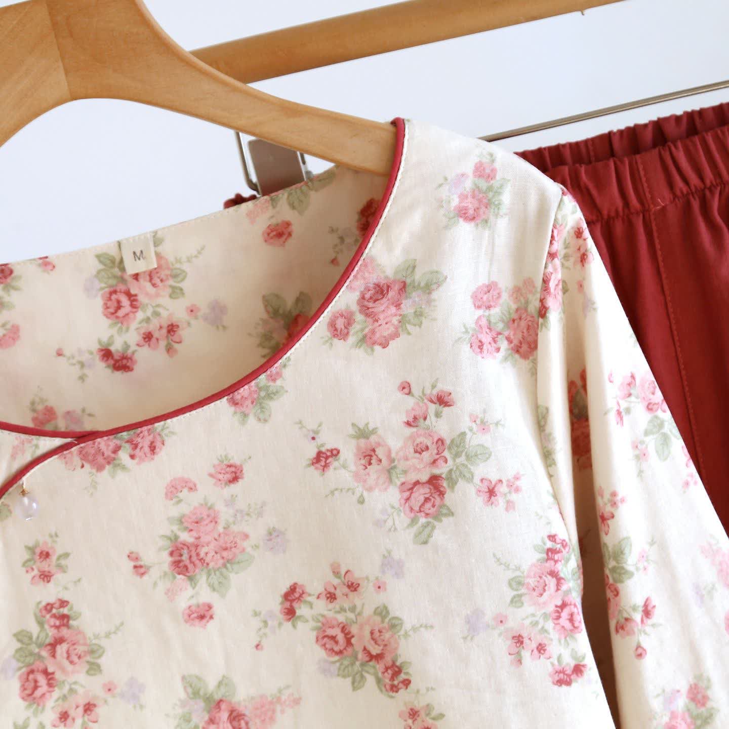 Pyjama romantique à roses en gaze de coton - image 5