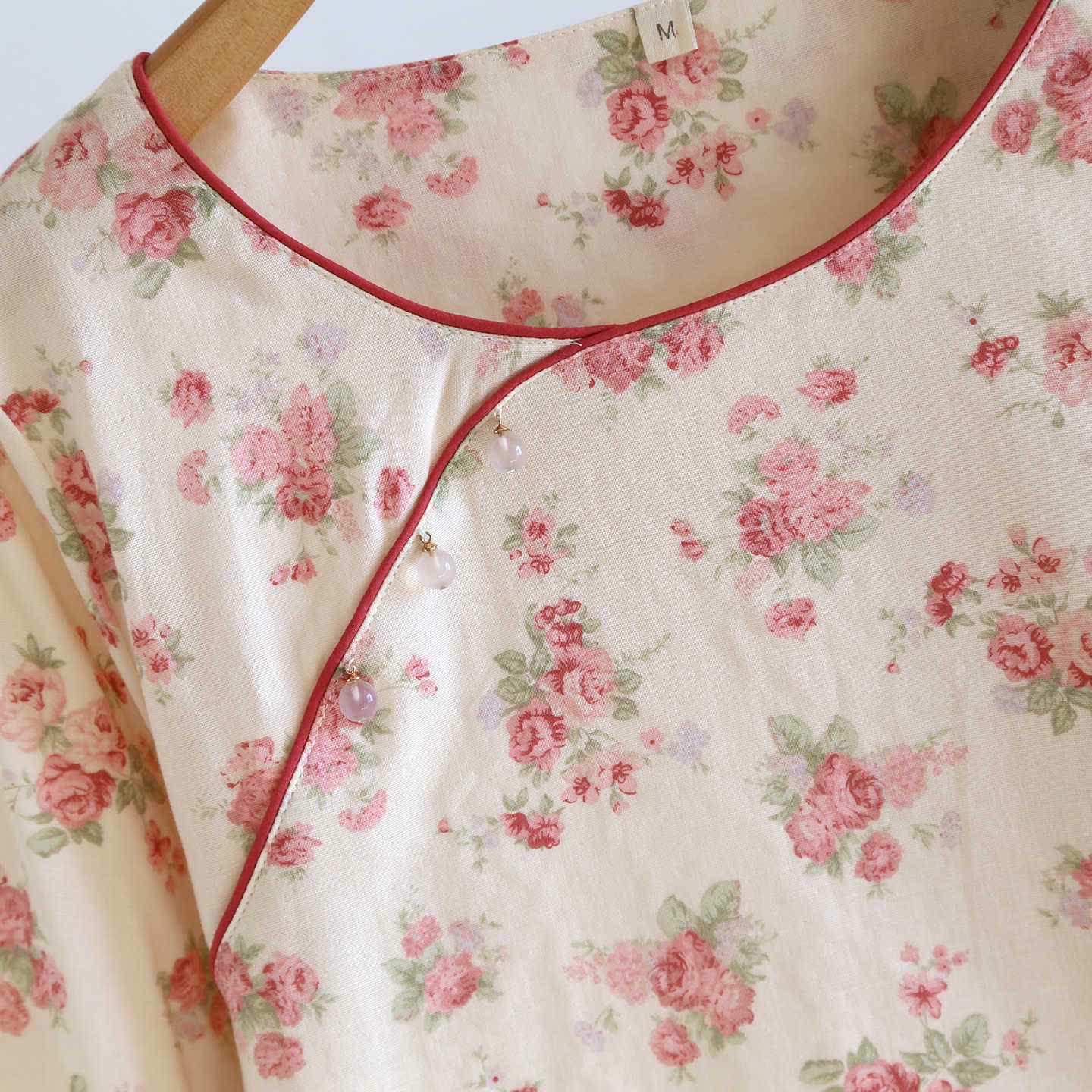 Pyjama romantique à roses en gaze de coton - image 4