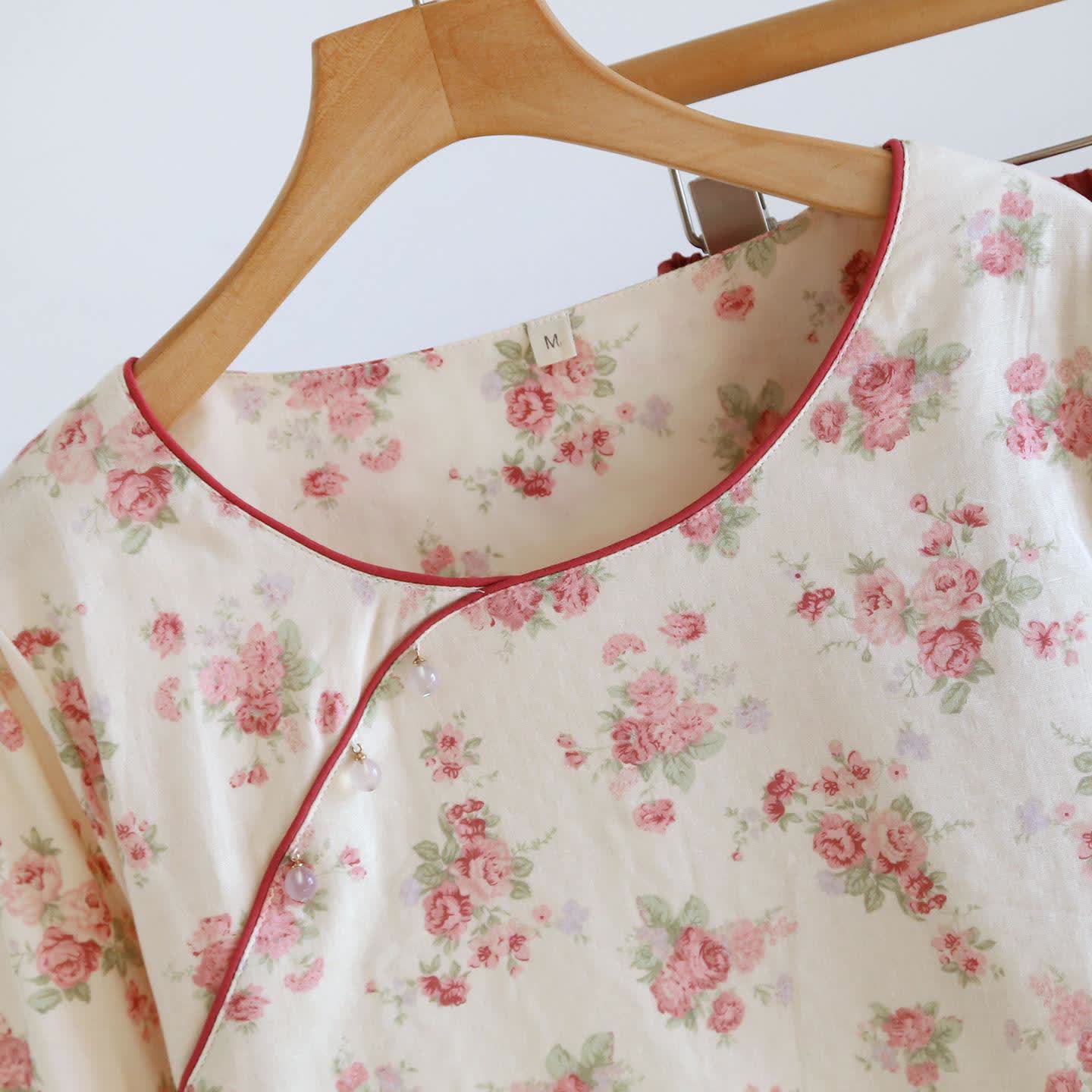 Pyjama romantique à roses en gaze de coton - image 3