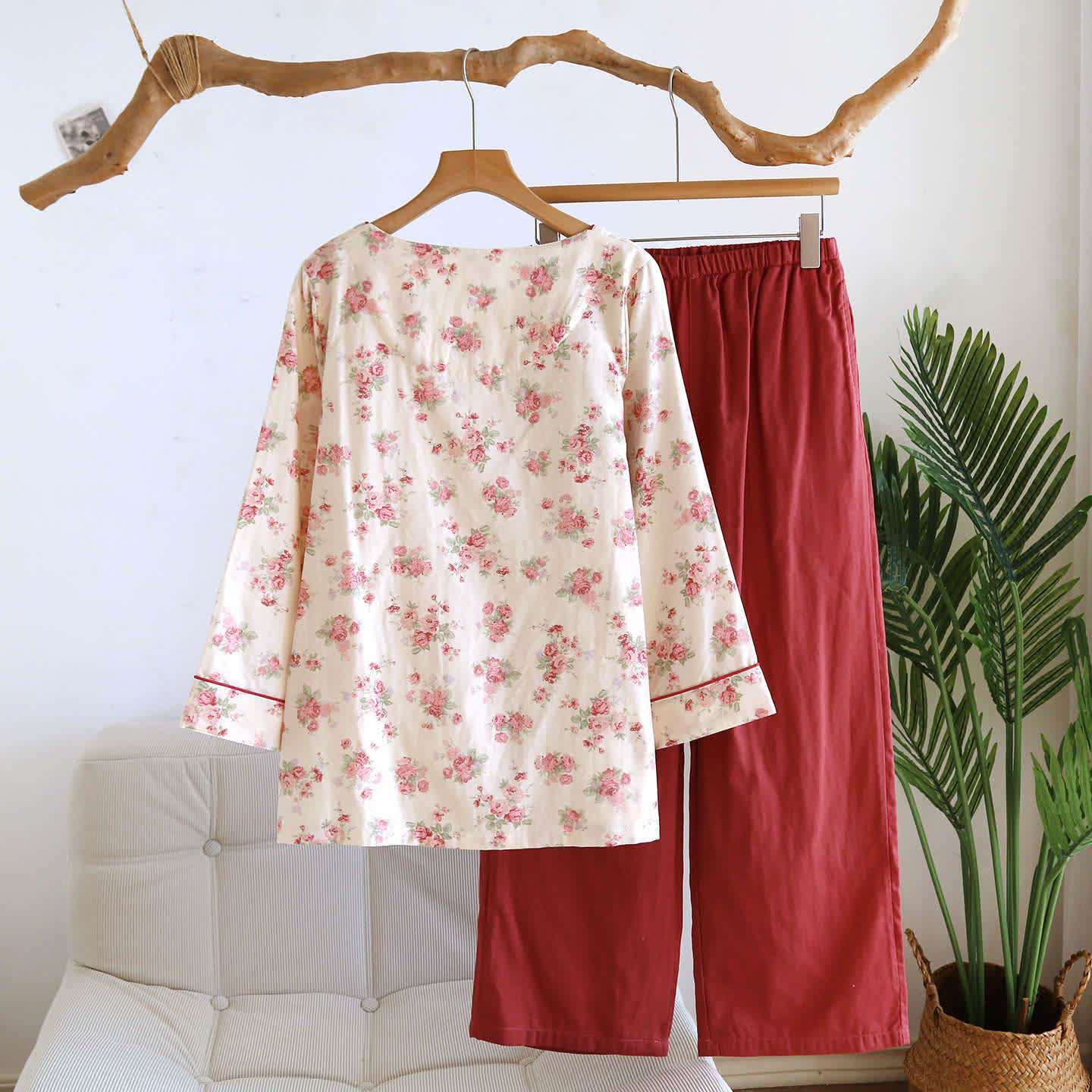 Pyjama romantique à roses en gaze de coton - image 2