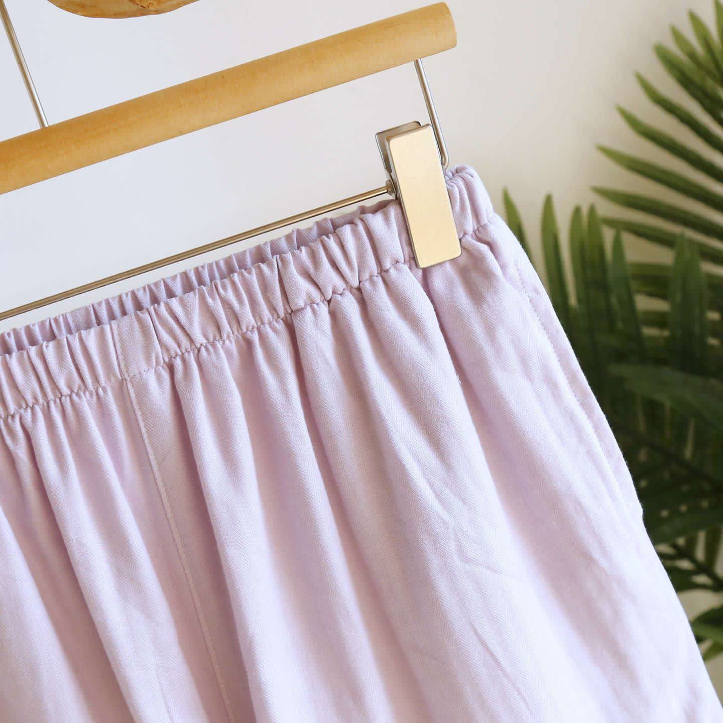 Ensemble pyjama court uni avec bordure en dentelle - image 15