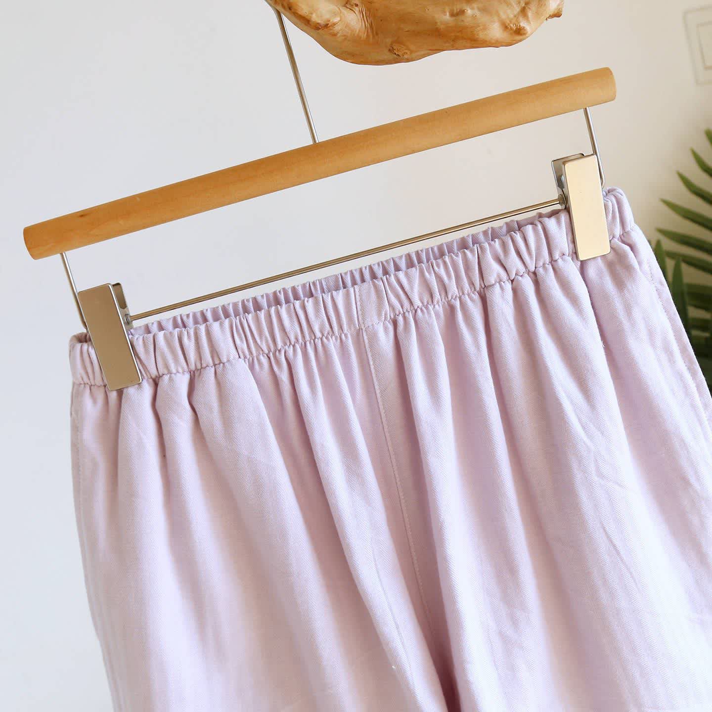 Ensemble pyjama court uni avec bordure en dentelle - image 14