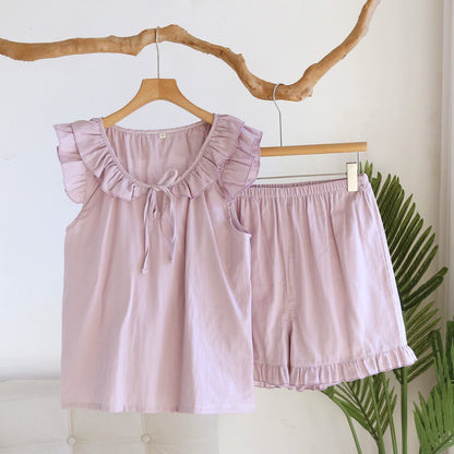 Ensemble pyjama débardeur à volants uni - Violet - XL - image 5