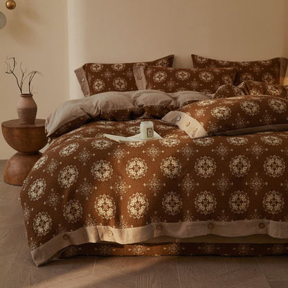 Parure de lit vintage en double gaze de coton à motifs géométriques (4 pièces) - image 11