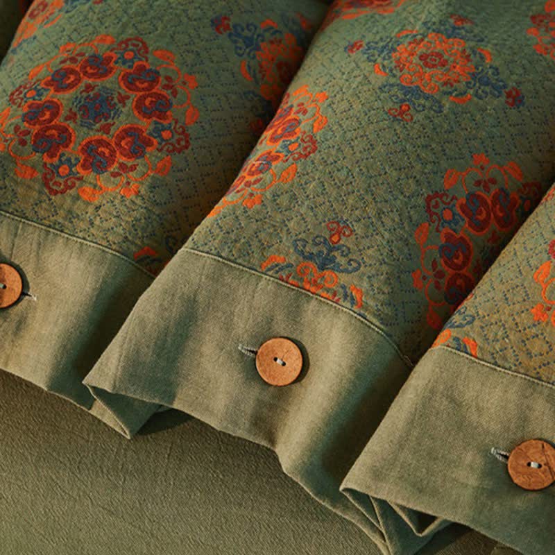 Parure de lit vintage en double gaze de coton à motifs géométriques (4 pièces) - image 7