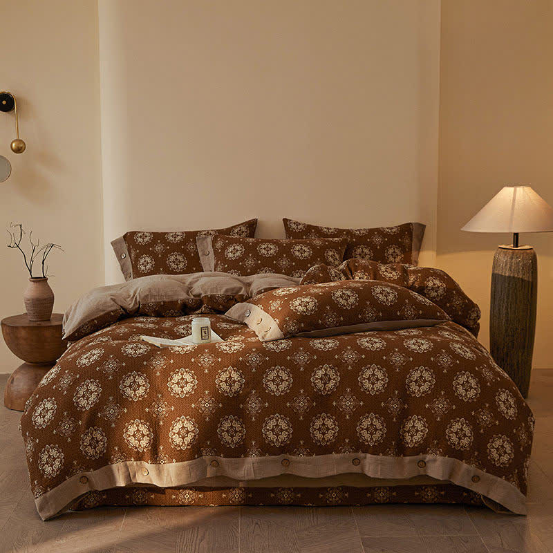 Parure de lit vintage en double gaze de coton à motifs géométriques (4 pièces) - image 10