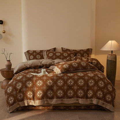 Parure de lit vintage en double gaze de coton à motifs géométriques (4 pièces) - image 10