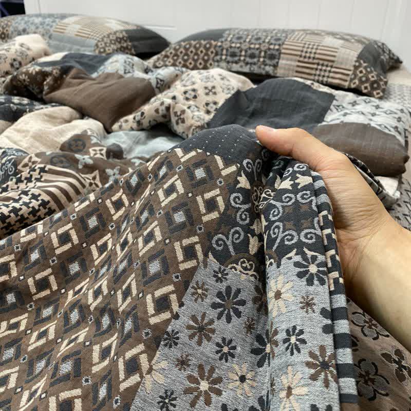 Linge de lit patchwork vintage en double gaze de coton - ensemble de literie - 220 cm x 240 cm - image 0