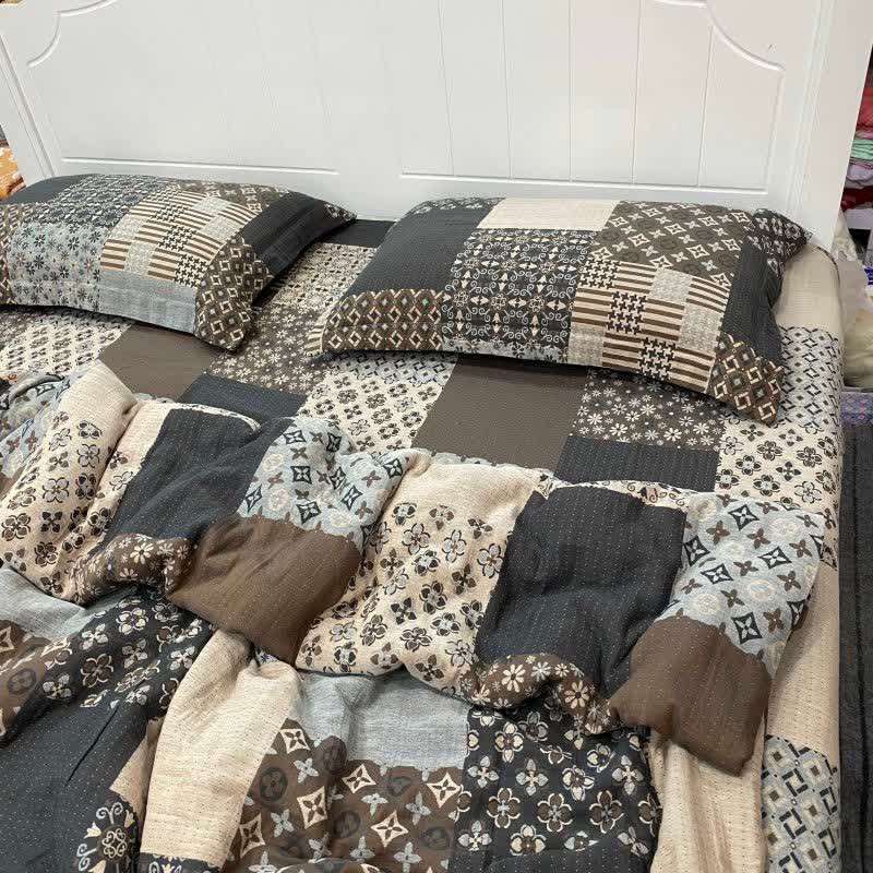 Linge de lit patchwork vintage en double gaze de coton - image 2