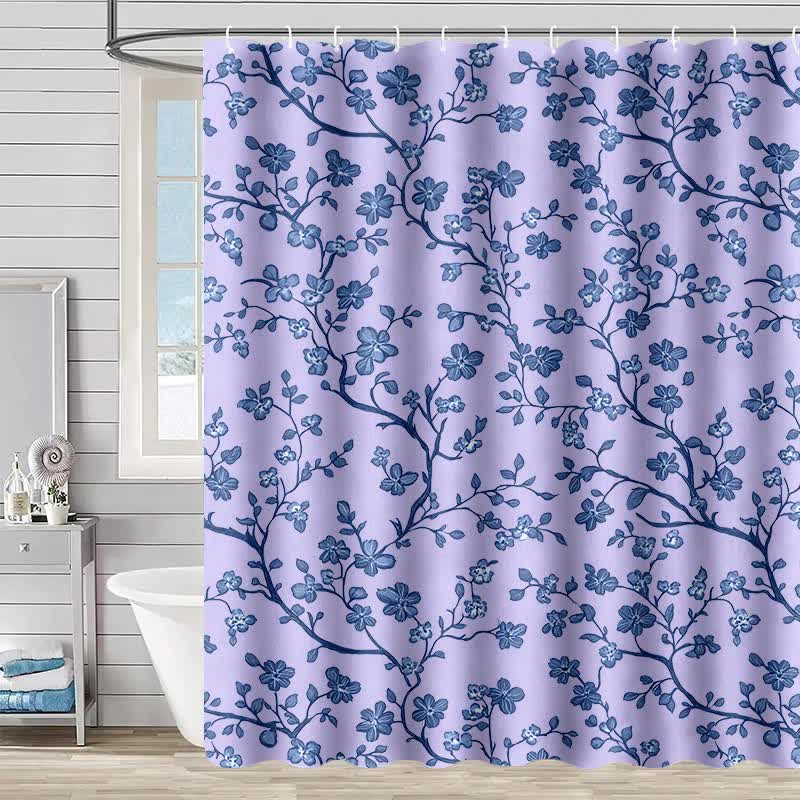 Rideau de douche à motifs floraux - Violet - 230 cm x 180 cm - image 0