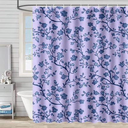 Rideau de douche à motifs floraux - Violet - 230 cm x 180 cm - image 0