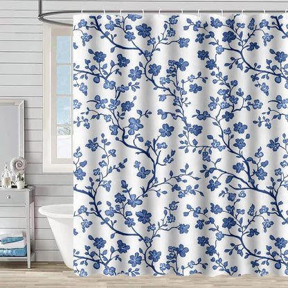 Rideau de douche à motifs floraux - Blanc - 230 cm x 180 cm - image 2