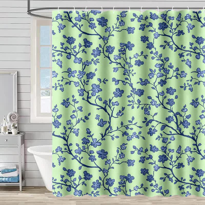Rideau de douche à motifs floraux - Vert - 230 cm x 180 cm - image 4