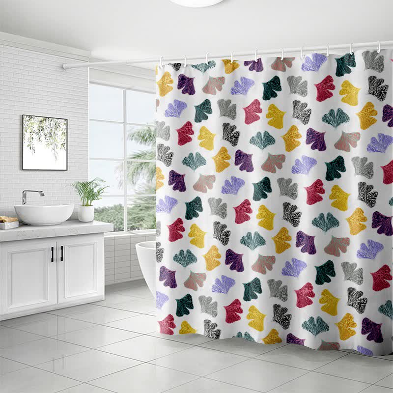 Rideau de douche à motif de feuilles de ginkgo colorées - image 3