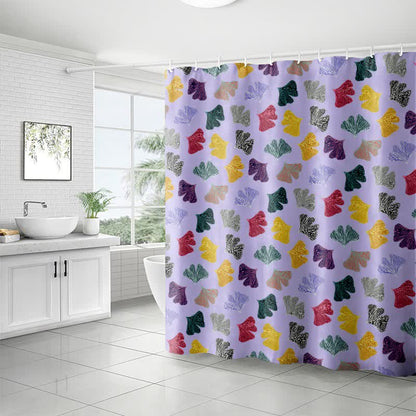 Rideau de douche à motif de feuilles de ginkgo colorées - image 1