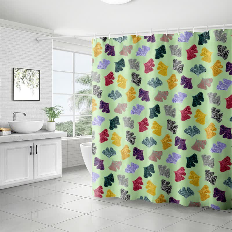 Rideau de douche à motif de feuilles de ginkgo colorées - image 5