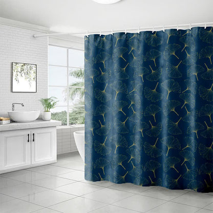 Rideau de douche à motif de feuilles de ginkgo dessinées au trait - image 5