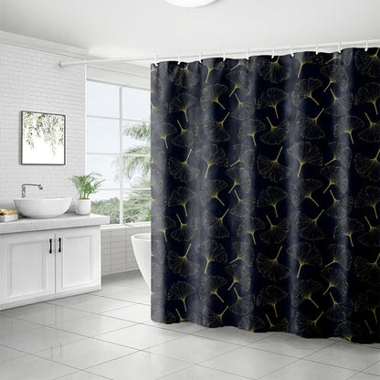 Rideau de douche à motif de feuilles de ginkgo dessinées au trait - image 7